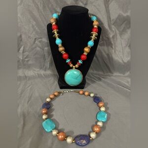 Turquoise and Red Beaded Necklace